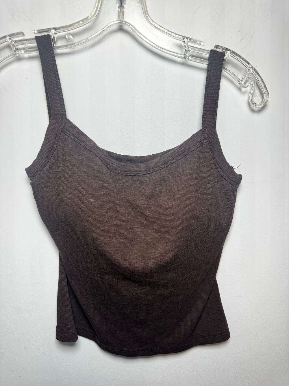OGL Women Size M Tank Top Built-In Bra Soft Stretchy Casual Elevated Brown